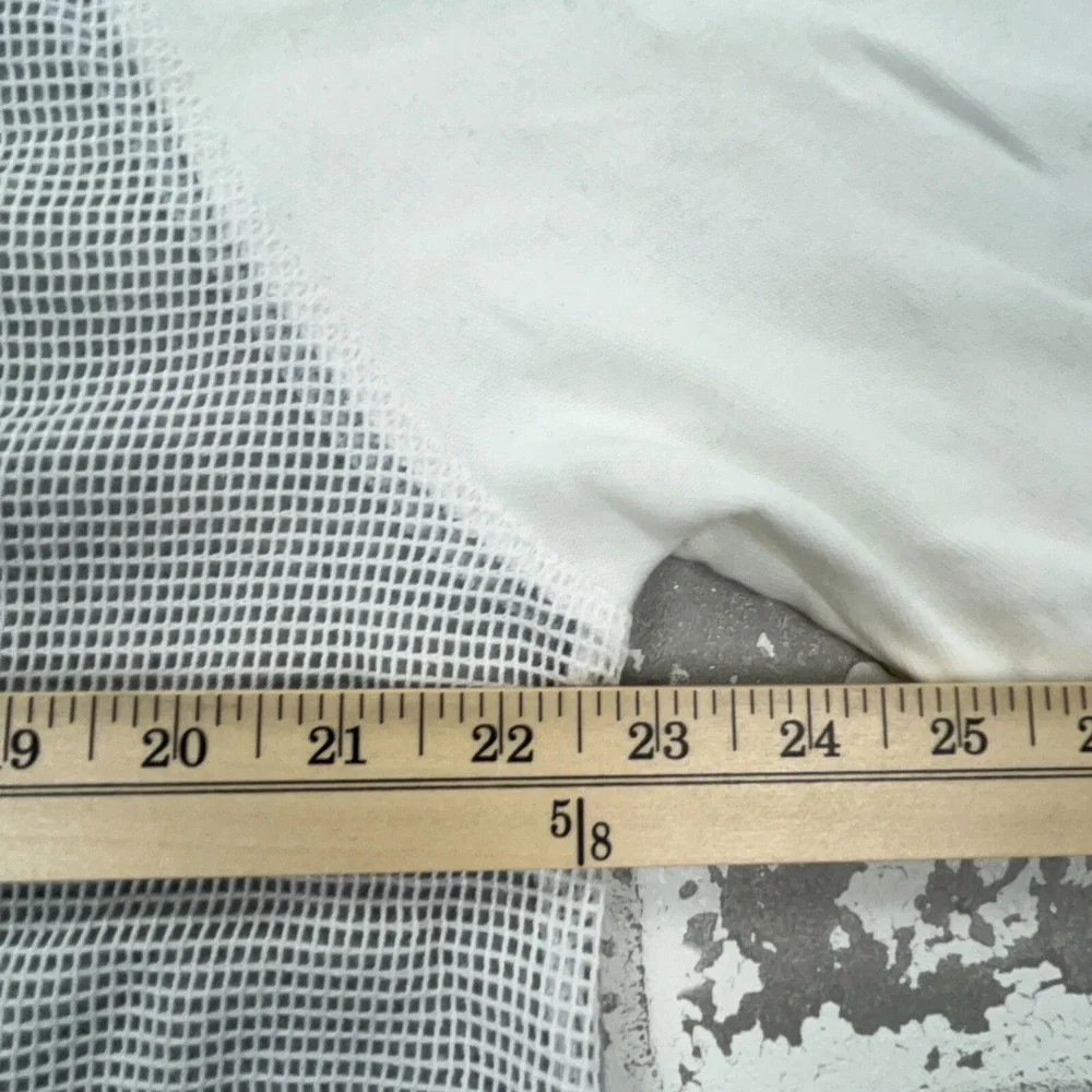 Victoria Secret Sweatshirt Women Large Gray White Sweater Open Mesh Back Gym Top - Picture 9 of 10